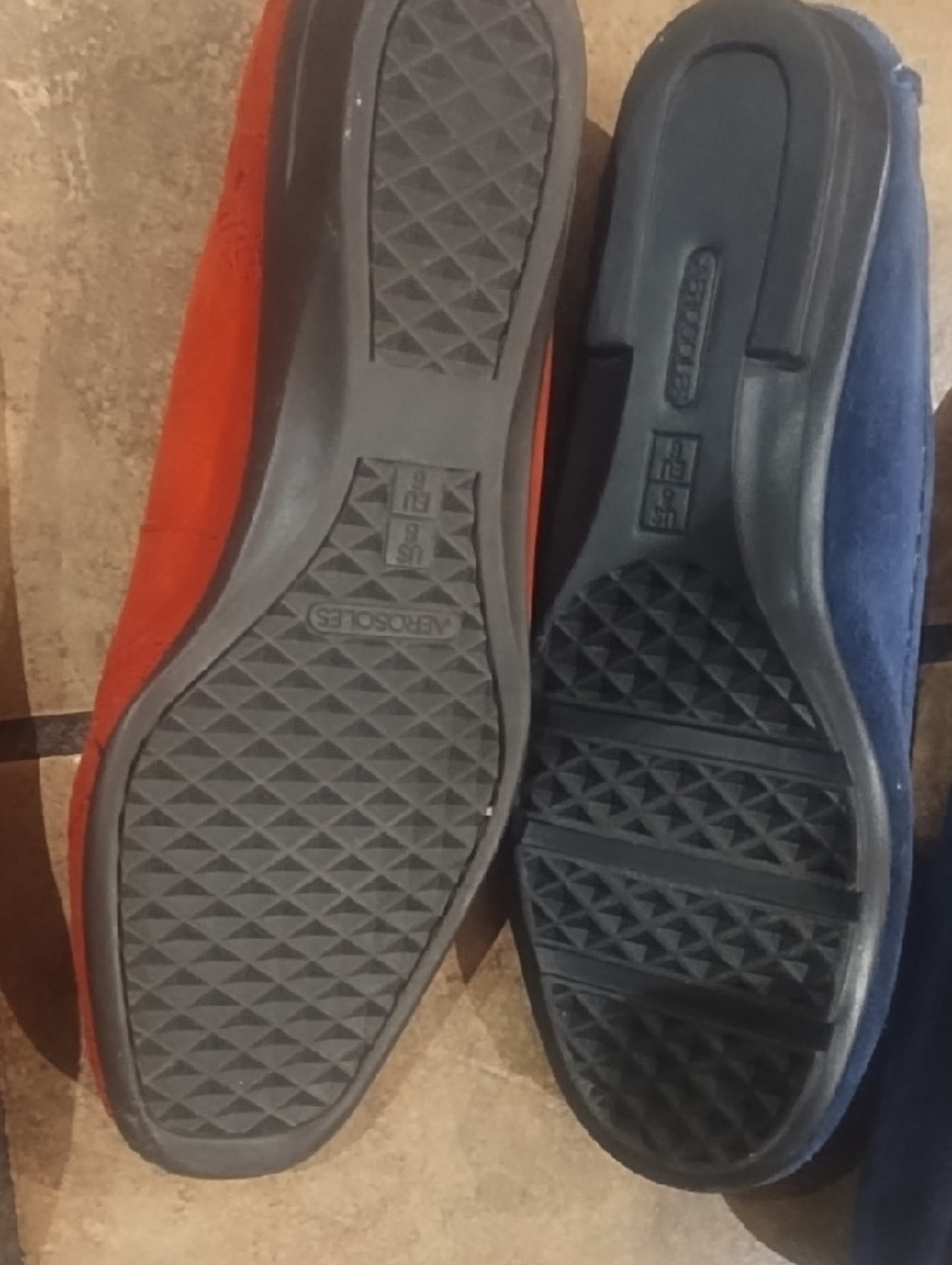#0132 AEROSOLES 3 Pair Suede Slip-On Loafers in Blue, Red, and Green - Picture 10 of 10